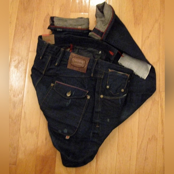 ROBERT GRAHAM MEN'S WIRED SLIM JIM DISTRESSED SELVEDGE DENIM SIZE 31 X 35 $318 - Picture 1 of 12